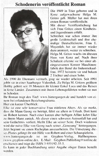 Artikel im Saarburger Amtsblatt, Ausgabe 9/2002